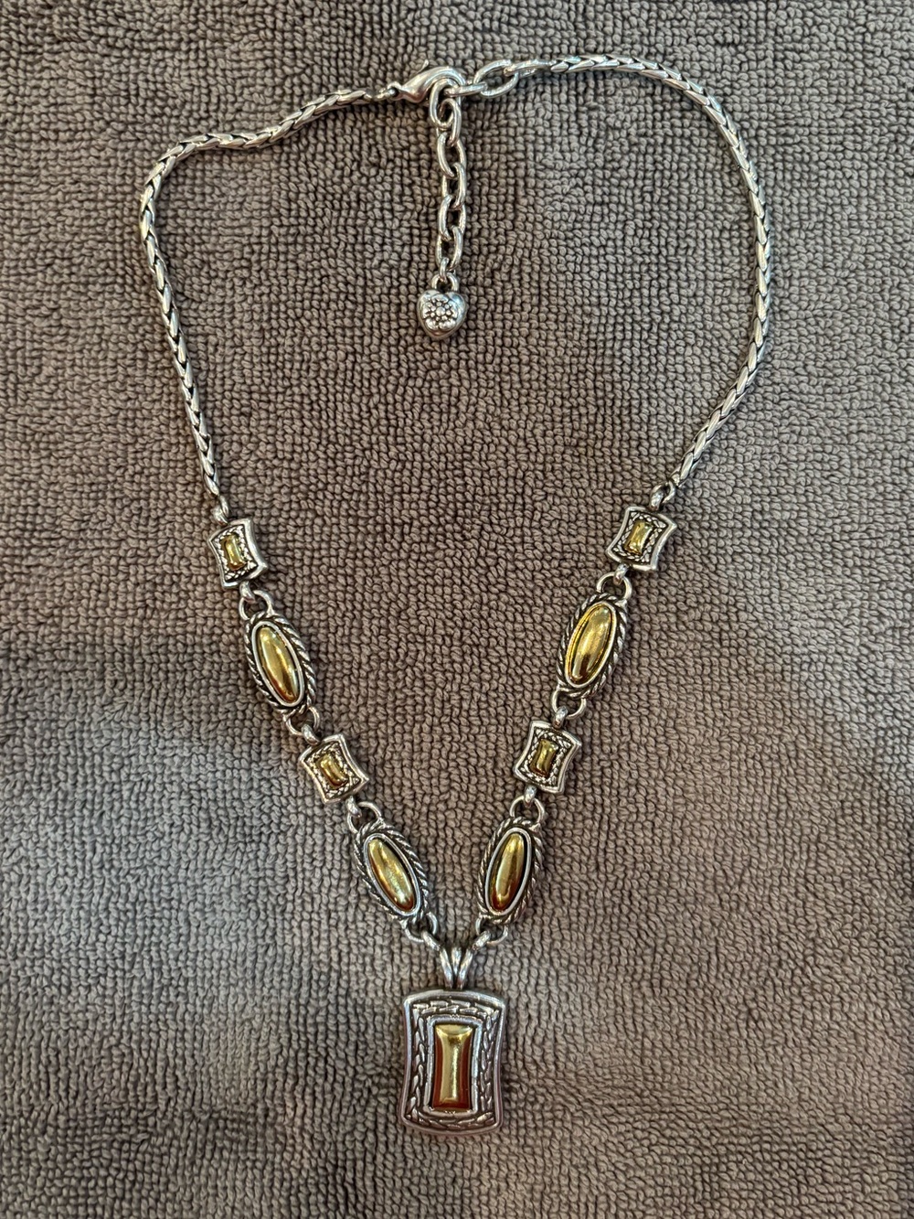Sterling-Style Necklace with Yellow Gem Accents